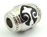Lauren G Adams Scroll Design Charm, Rhodium and Black Enamel, New - $18.04