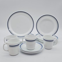 Vintage Corelle Indigo Dinnerware Set 16-Pc 1980&#39;s Discontinued Made In USA - $158.39