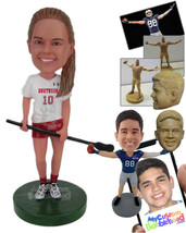 Personalized Bobblehead Female Field Hockey Player Posing With Her Stick - Sport - £72.74 GBP