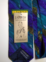 Jerry Garcia Landscape Aqua Purple Reversed Art Silk Neck Tie +Tag Mens Neckwear - £28.57 GBP