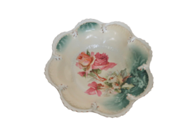 Antique RS Prussia Floral Decorated Plate scalloped edge gold detailing - $99.99