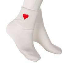Red Heart Bobby Socks Womens 9-11 Novelty Socks w Embroidered Appliques -Hey Viv - £9.59 GBP
