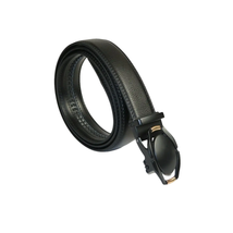 Mens VALENTINI Leather track Belt Adjustable Removable Buckle RT008 Black image 4