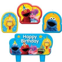 Sesame Street  Birthday Molded Cake Topper Candle Set 4 Piece Set Elmo B... - £3.88 GBP