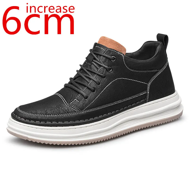 Men Height Increasing Shoes 8cm Flat Casual Shoes Black Sports Shoes Men... - $145.77