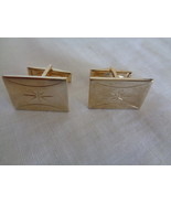 Gold-Toned Rectangular with 8-Pointed Star Vintage Cufflinks (#6190).  - $22.99