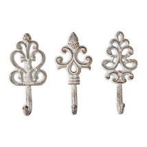 Shabby Chic Cast Iron Decorative Wall Mounted Hooks - Rustic White - Antique - F - £31.00 GBP