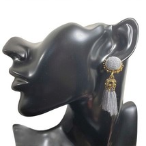 Fashion Jewelry Womens Gray Gold Dangle Short Tassel Bohemian Earrings Boho PAIR - £15.96 GBP