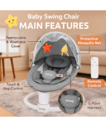 Baby Swing Chair w/ Remote, App &amp; Touch Control, 5 Speeds, Music &amp; Toys ... - €95,08 EUR