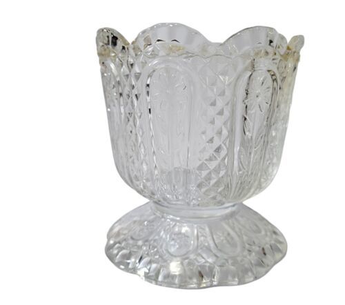 Vintage Fostoria Glass Candle Holder For Avon Pressed Glass Footed Bowl - £4.78 GBP