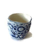 1Pc Textured Blue Espresso Cup Handmade Ceramic Mug Reusable Coffee Cup Pottery - £14.63 GBP