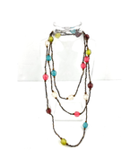 Colorful Faceted Bead Necklace Long 60&quot; Bronze Tube Bead Jewelry  - £10.05 GBP