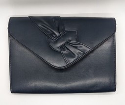 Vintage Blue Leather Rush-hour 80s Clutch Shoulder Bag Vtg 90s - £19.44 GBP