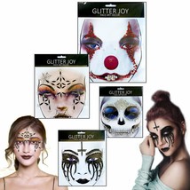 Day of the Dead Face Gems Jewels Tattoos Halloween Face Temporary Skull Tattoos  - £15.71 GBP