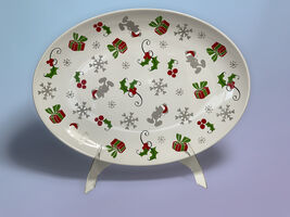 Disney Mickey Mouse Christmas Ceramic Platter 14.25x10.375 Holiday - $14.99