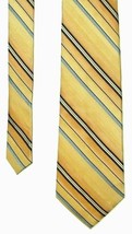 Palatina Men&#39;s 100% Silk Neck Tie Yellow Gold Black Gray Stripe 58.5&quot;L NWOT - £4.88 GBP