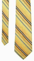 Palatina Men&#39;s 100% Silk Neck Tie Yellow Gold Black Gray Stripe 58.5&quot;L NWOT - $6.25
