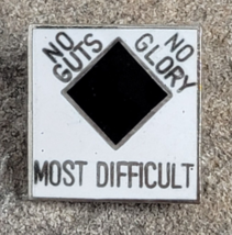 Vintage Most Difficult No Guts Glory Black Diamond Level Travel Ski Lapel Pin - £11.72 GBP