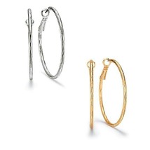 Avon Easy Essentials Etched Hoop Earrings (Silvertone Only) ~ New!!! - $13.09