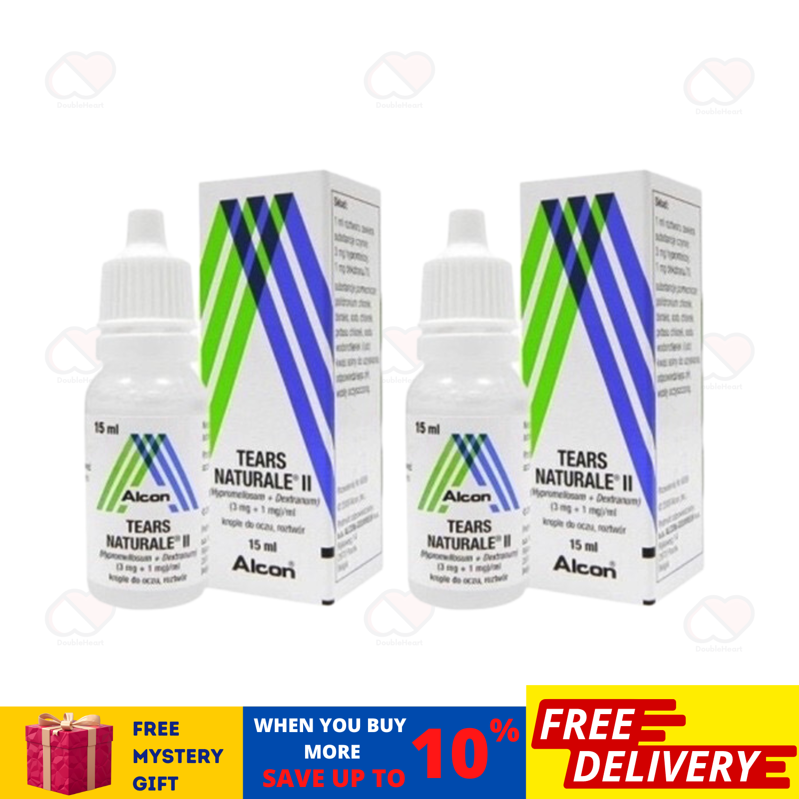 2 X Alcon Tears Naturale II 15ml Lubricant Soothing &amp; Moisturizing Eye D... - $18.80