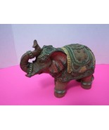 Resin Ornate Elephant Trunk Up Wealth Lucky Figurine 5.5&quot; Tall - £11.78 GBP