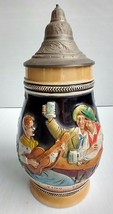 Vintage Eckhardt &amp; Engler Beer Stein Western Germany 1L Relief Pewter Lid - £49.56 GBP
