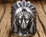 Native warrior chief indian head antique vintage silver plated gothic men ring 1 thumb155 crop