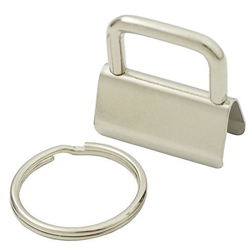 50 Sets - 1 Inch 25mm Key Chain Key Fob Hardware Wristlet Set with Split Ring Wr
