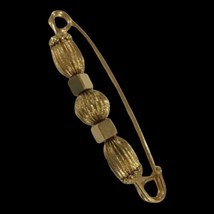 Antique Elegant Smooth And Texture Gold Tine Pin Brooch - £16.02 GBP