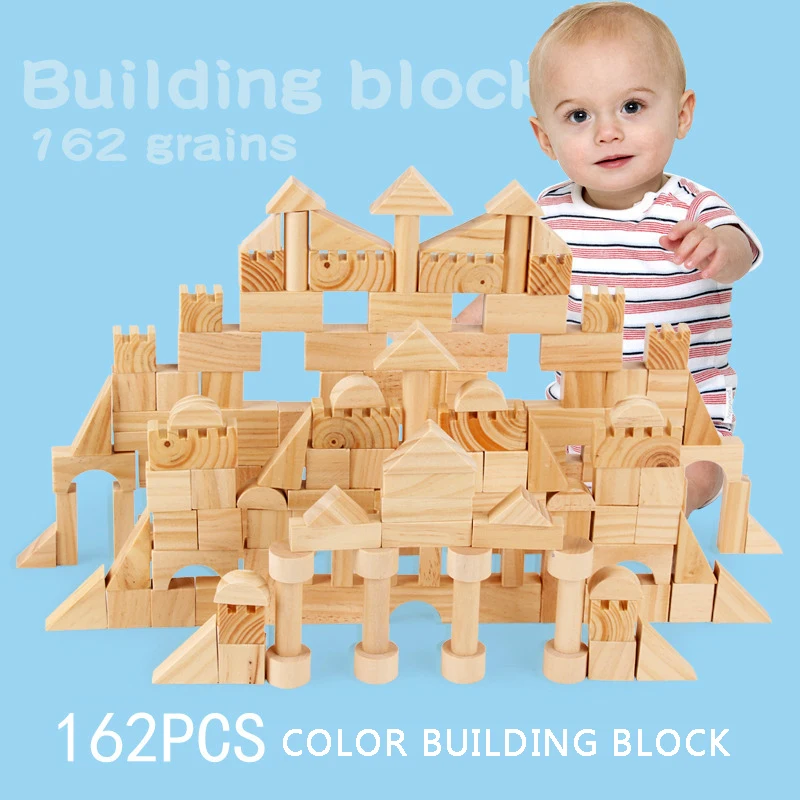 162pcs/set Montessori Education Wooden Grains Stacking Building Blocks - £34.47 GBP