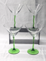 LIBBEY 7.625&quot; Martini Margarita Glass COURBE Zig-Zag Emerald Stem  - Set... - €34,70 EUR