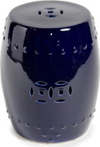 Garden Stool Backless Cobalt Blue Porcelain Handmade Hand-Crafted - £371.66 GBP