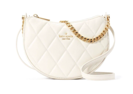 New Kate Spade Carey Zip Top Crossbody Quilted Smooth Leather Parchment Dust bag - £120.02 GBP