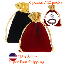 DH Velvet Jewelry Candy Pouch Gift Bag with Drawstring -Red, Black 6 or 12 PCS - £7.94 GBP+