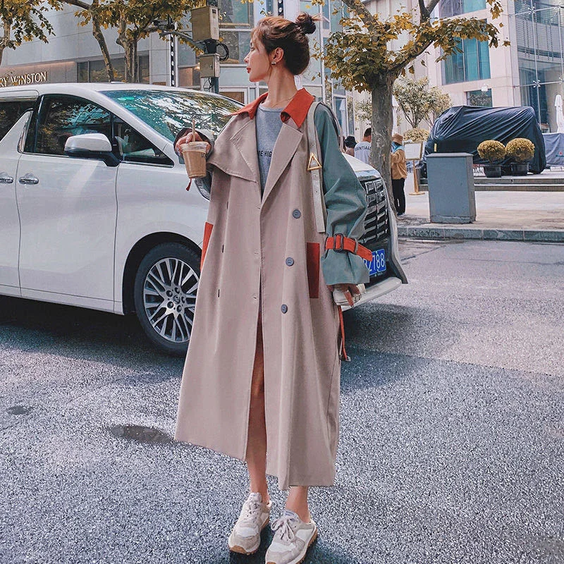 Fashion  Trench Coat Long Double-Breasted Belt work Female es Outwear Of... - $125.72