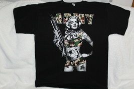 Marilyn Monroe Army Camouflage Gun Tattoo Dog Tags T-SHIRT Shirt - £8.90 GBP