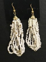 New Handmade White Gold Seed Beaded Native Style Hook Earrings - £7.82 GBP