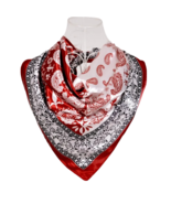 Anyyou Scarf for Women Wine Red Printed Square Silk Shawl For Summer Spring - $604.30 MXN
