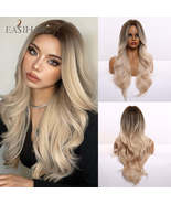 EASIHAIR Ombre Brown Light Blonde Platinum Long Wavy Middle Part Hair Wig - $65.42 - $73.40