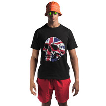 Skull with Britain Flag Men Crew Neck Short Sleeve T-Shirts Graphic Tees, S-4XL - £11.72 GBP