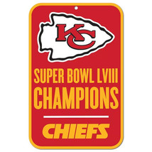 Kansas City Chiefs 11&quot; by 17&quot; Super Bowl LVIII Champions Plastic Sign - NFL - £15.49 GBP