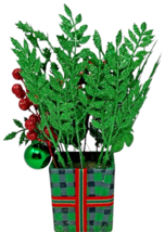 Small Buffalo Check Plaid Green Glitter Bouquet Tabletop Christmas Decoration image 4