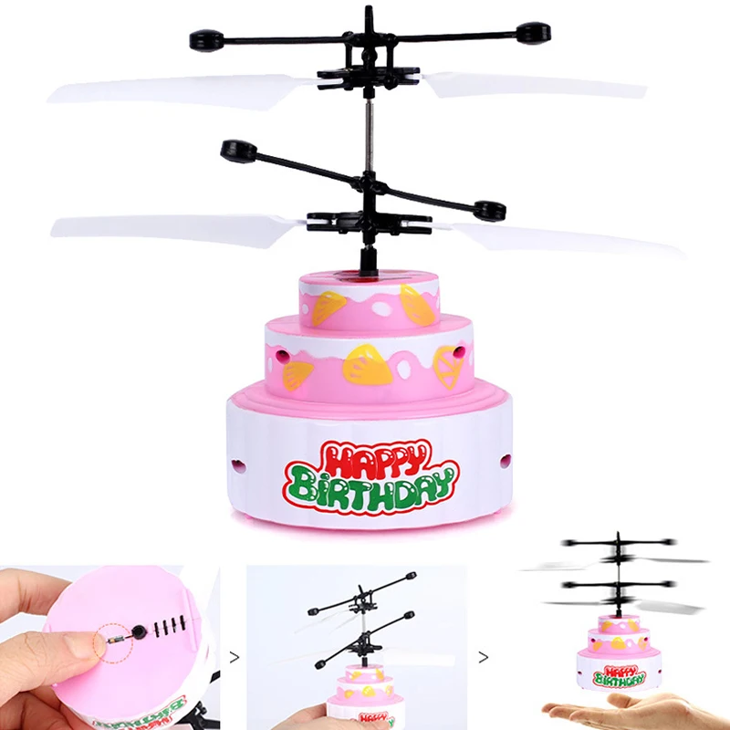 Flying Cake RC Toys Rechargeable Light Up Drone Infrared Induction For Children - £45.33 GBP+