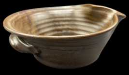 Bowl Pitcher Handle Ceramic Studio Pottery Art 8 x 3 Brown Signed Pourin... - $40.00
