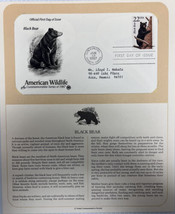 American Wildlife Mail Cover FDC &amp; Info Sheet Black Bear 1987 - £7.86 GBP