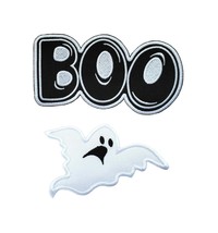 Boo Scary Ghost Halloween 2PK Embroidered Applique Iron On Patches Trick Or Trea - £10.35 GBP