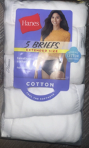 Hanes ~ Womens Brief Underwear Panties 5-Pair 100% Cotton White Extended Size 11 - $19.79