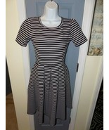 Lularoe Black/White Striped Amelia Dress W/Pockets Size S Women&#39;s NWOT - £28.63 GBP