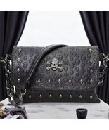 Gothic Skull Studded Black Crossbody Bag – Y2K Punk Halloween Clutch Purse - $20.78