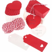 240 Pieces Valentine Heart Gift Tags Paper Heart Craft Tags Hanging Deco... - $20.99